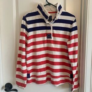 Joules Mock Neck Pullover Striped Sweatshirt